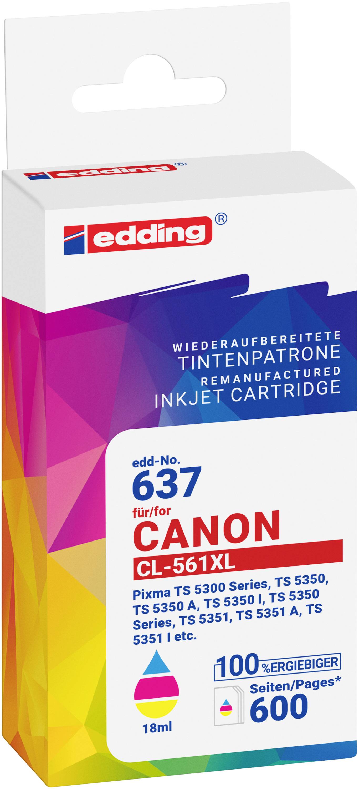 Edding Druckerpatrone ersetzt Canon CL-561XL Kompatibel Kombi-Pack Color EDD-637 18-637-0