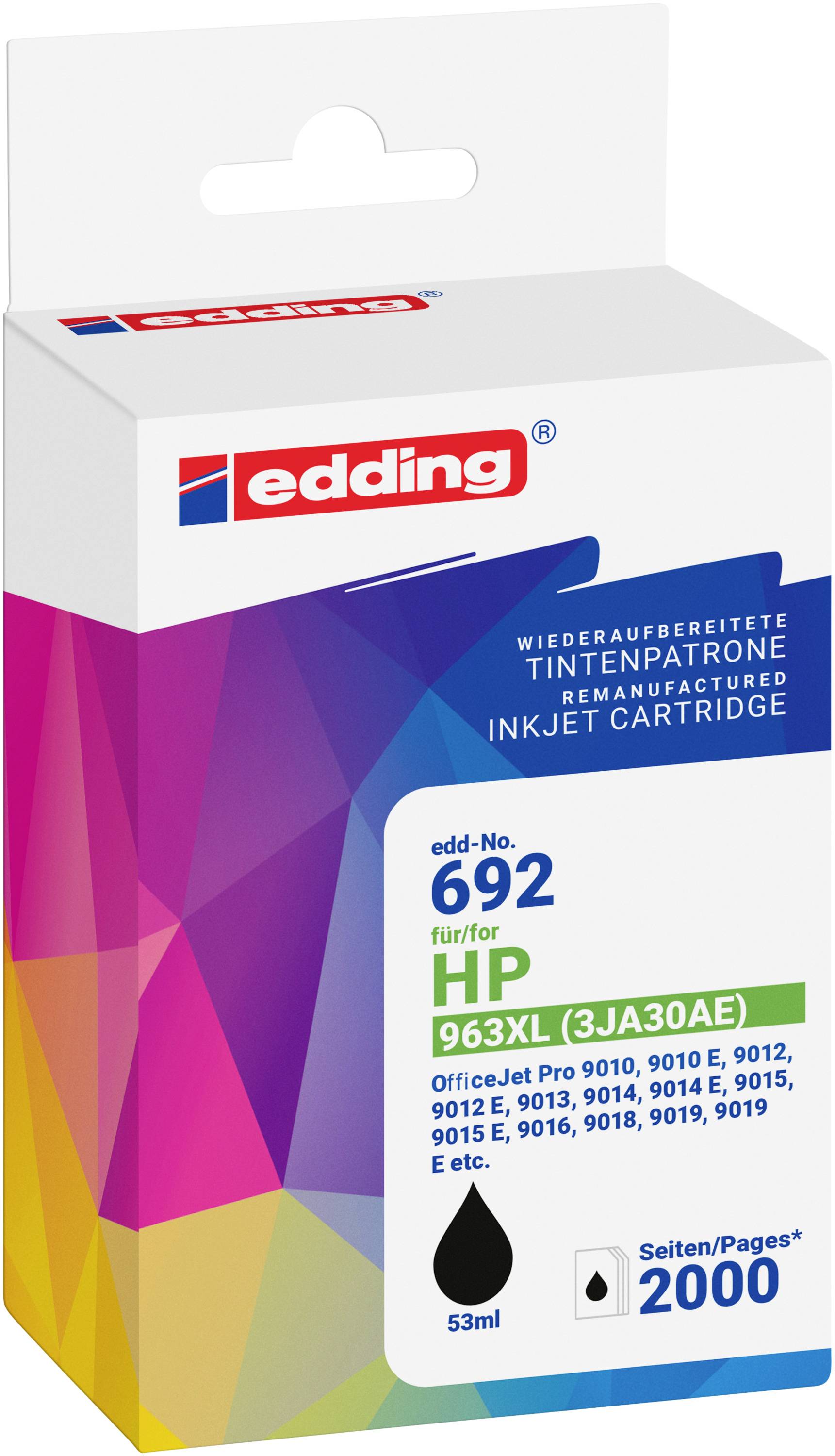 Edding Druckerpatrone ersetzt HP 963XL (3JA30AE) Kompatibel Schwarz EDD-692 18-692-0