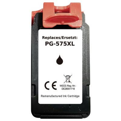 'Regenerierte Tintenpatrone, Ersetzt: PG-575XL, CE-gekennzeichnet, WEEE-Reg.-Nr.: DE28001718' mit einem Tropfensymbol.
