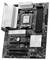 Eine Computer-Mainboard mit mehreren PCIe-Steckplätzen, RAM-Steckplätzen und Aluminium-Kühlkörpern, geeignet für vielseitige Hardware-Erweiterungen.