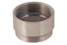Ein zylindrischer Metalladapter mit Gewinde auf beiden Seiten, verwendet zur Verbindung von Rohren oder Schläuchen verschiedener Durchmesser.