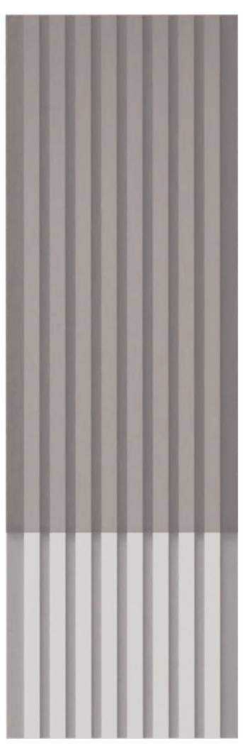 Abstraktes Muster mit vertikalen Streifen in gedämpftem Grau und Beige, mit einem helleren Band im unteren Bereich.