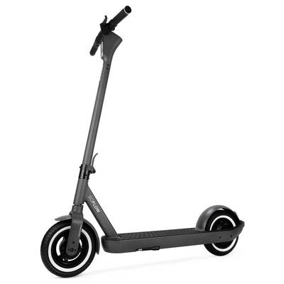Ein schwarzer Elektroroller mit stylischem Design und großen Rädern, bereit für städtische Mobilität.