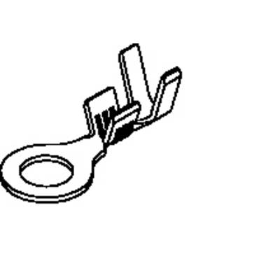 Ein Ringkabelschuh mit offener Gabel, der zur elektrischen Verbindung und Befestigung von Drähten an einer Schraube oder Klemme dient.