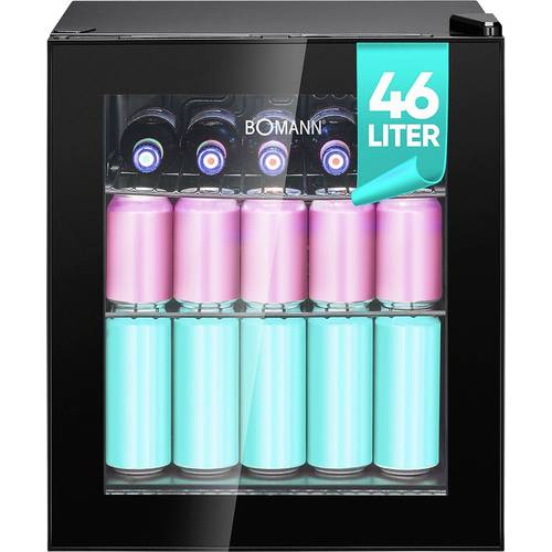 Bomann KSG 7291 schwarz Glaskühlschrank EEK: E (A - G) 46 l Standgerät Schwarz