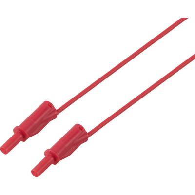 Zwei rote Bananenstecker mit langen Kabeln, geeignet für elektrische Messungen oder Verbindungen in elektronischen Geräten.