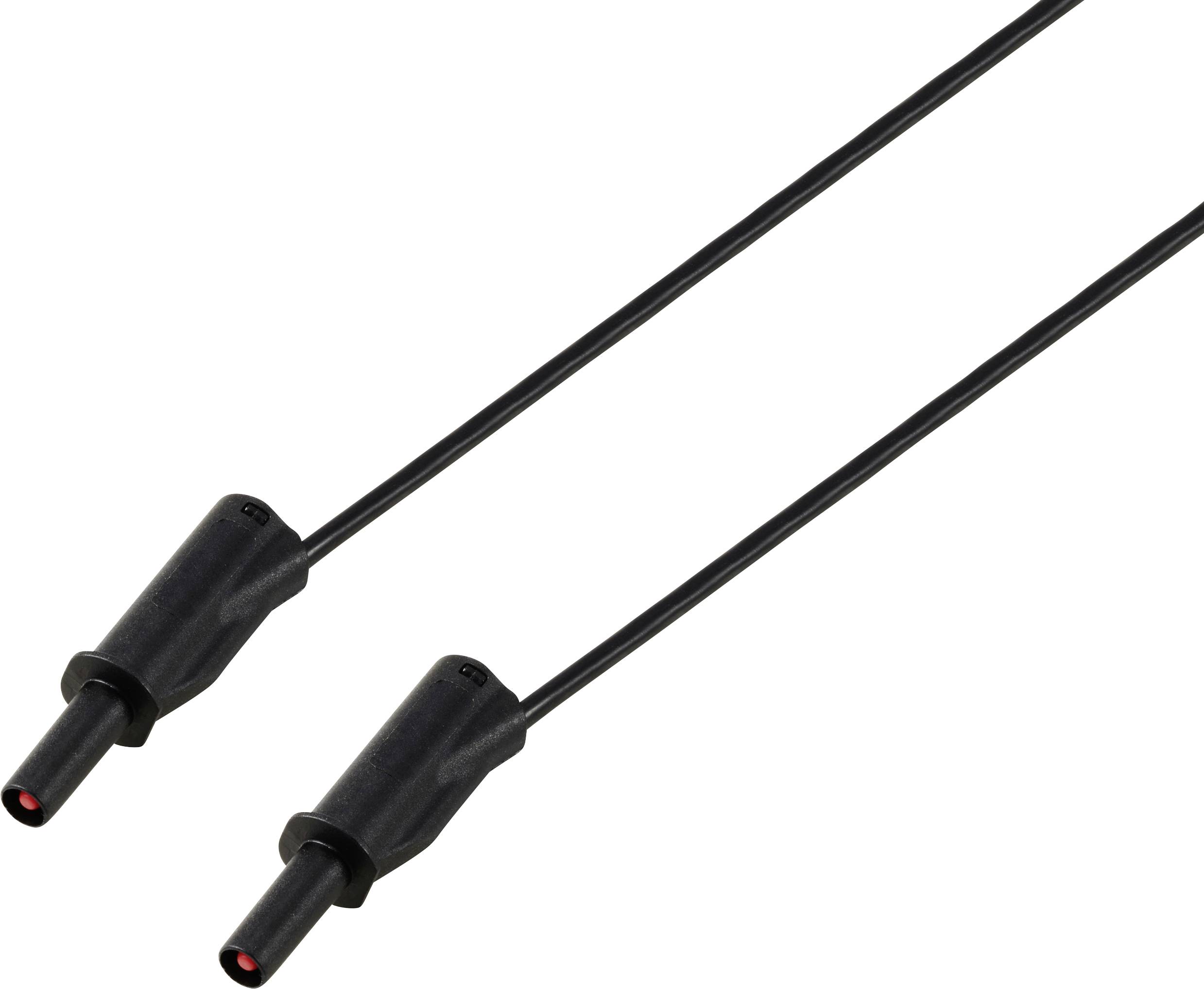 Zwei schwarze Kabel mit Steckverbindern, geeignet für elektrische Verbindungen oder Geräteanschlüsse.