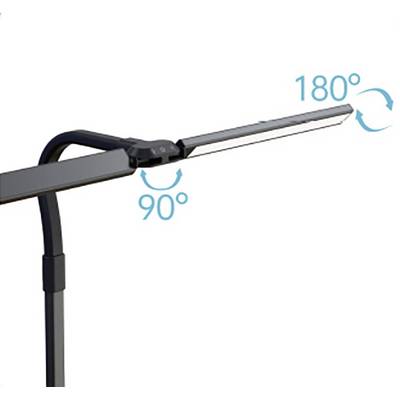 LED-Schreibtischlampe mit flexiblem Gelenk; Arm kann um 90 Grad, Lampenkopf um 180 Grad gedreht werden.