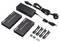 USB 3.1 Extender Set, bestehend aus zwei schwarzen Modulen, Netzteil und Zubehör, zur Verlängerung von USB-Signalen über CAT-Kabel.