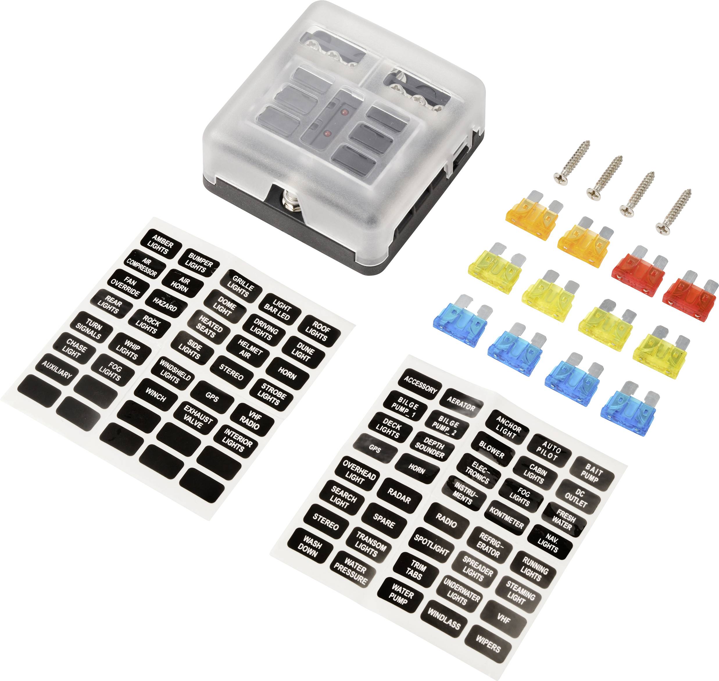 TRU COMPONENTS SICHERUNGS BOX 6-tlg TC-13473376 5 A, 10 A, 15 A, 20 A