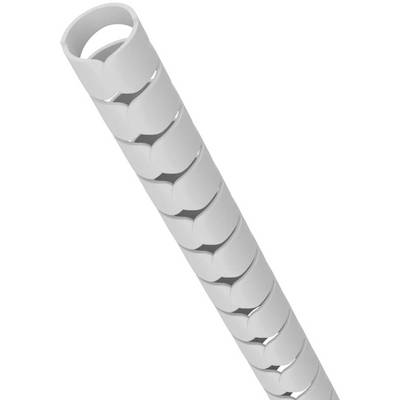 Graues Kabelmanagementrohr mit spiralförmigem Design zur Bündelung und zum Schutz von Kabeln.