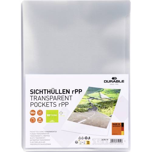 Durable Sichthülle STANDARD rPP DIN A4 Recycling Kunststoff, Kunststoff 0.10 mm Transparent 247819 100 St.