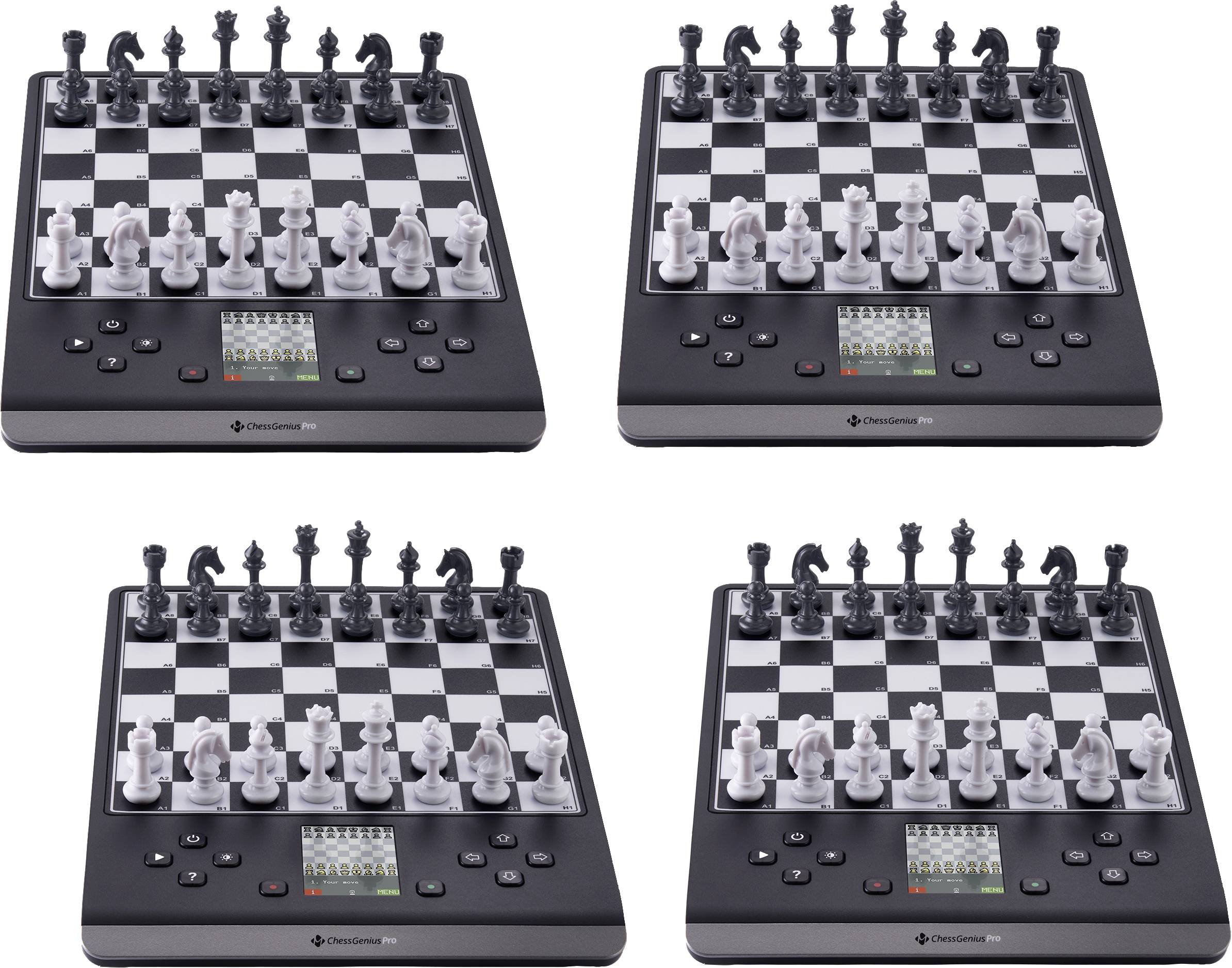 Millennium 4er Set Chess Genius Pro M815 Schachcomputer KI-Funktionen, Magnetische Schachfiguren, Drucksensorbrett, Farb...