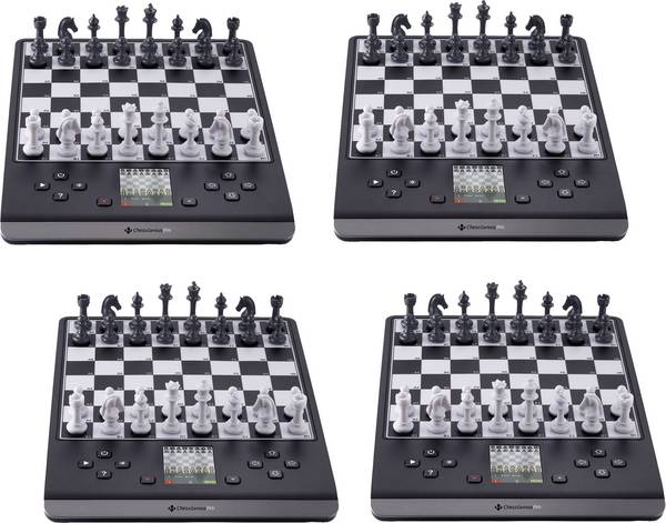 Millennium 4er Set Chess Genius Pro M815 Schachcomputer KI-Funktionen, Magnetische Schachfiguren, Drucksensorbrett, Farbdisplay mit Beleuchtung