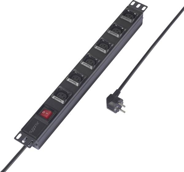 Sygonix SY-6736982 Steckdosenleiste 19 Zoll 6fach Schwarz Schutzkontakt 1 St.