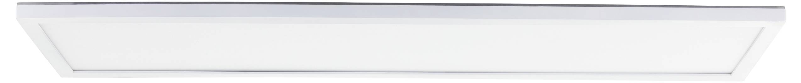 Rechteckige LED-Deckenleuchte mit weißem Rahmen und diffuser Lichtabdeckung, geeignet für moderne Innenräume.