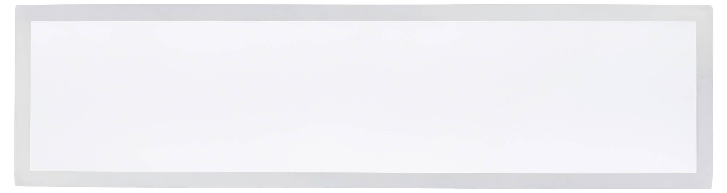Ein rechteckiges, weißes LED-Panel mit einem grauen Rahmen.