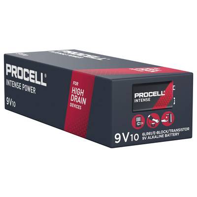 Procell 9V Intense Power Batterie für Hochleistungsgeräte, Verpackung mit roten und schwarzen Details.