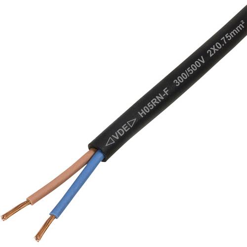 Thumbnail - TRU COMPONENTS TC-13475124 Gummischlauchleitung H05RN-F 2 x 0.75 mm² Schwarz Meterware