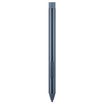 Ein digitaler Zeichenstift in Blau mit einer Taste an der Seite, geeignet zum Zeichnen und Schreiben auf einem Grafiktablett.
