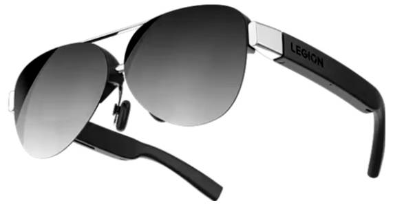 Schwarze Pilotensonnenbrille mit verspiegelten Gläsern und der Aufschrift 'LEGION' am Bügel.