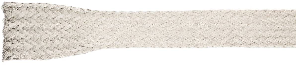 Ein helles, geflochtenes Seil aus einem robusten Material, liegt horizontal im Bild. Es wirkt strapazierfähig und fest.