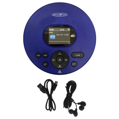 Kompakter CD-Player der Marke 'Reflexion' mit digitaler Anzeige, auf der 'DAB' und 'Dienst nicht verfügbar' zu sehen sind. Inklusive Kopfhörern und USB-Kabel.