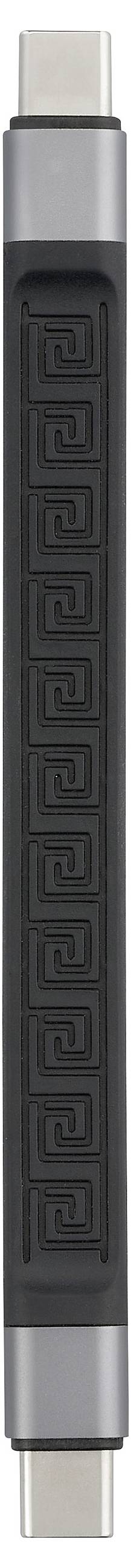 Schwarzes USB-Stick-Gehäuse mit mehreren kleinen rechteckigen Segmenten entlang der Oberfläche.
