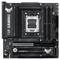 Abbildung eines ASUS TUF Gaming B550M-Plus Mainboards mit mehreren PCIe-Slots und RAM-Steckplätzen, geeignet für AMD-Prozessoren.