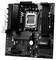 Eine ASRock Hauptplatine, Modell B650M PG Riptide AX, zeigt mehrere RAM-Steckplätze, Kühlkörper und Anschlüsse für Computerbauteile.