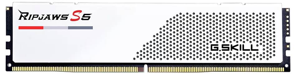 G.Skill Ripjaws S5 RAM-Modul mit weißem Kühlkörper und schwarzem Punktmuster.