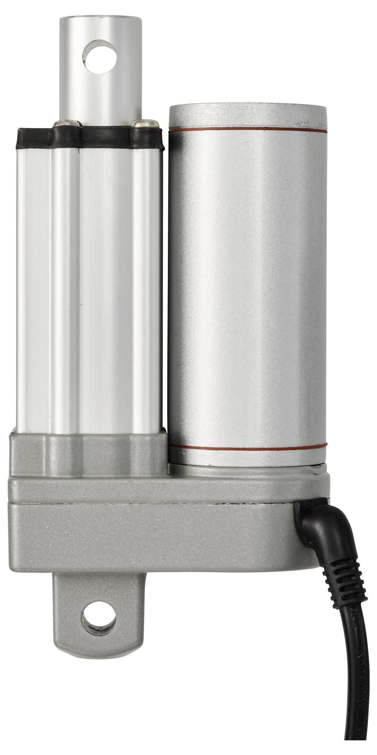 Metallischer Elektromotor mit Anschlusskabel.