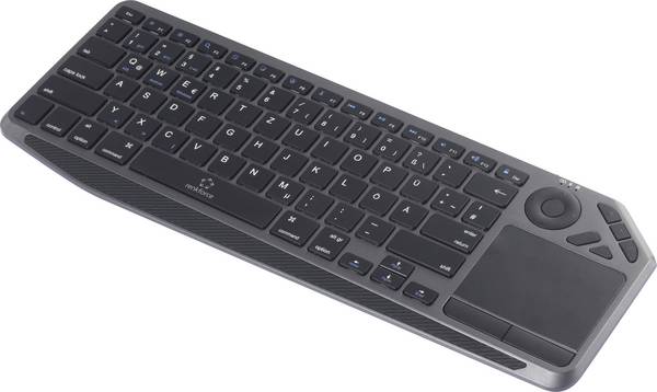 Renkforce RF-WLBTKB-300 Bluetooth®, Funk Tastatur Deutsch, QWERTZ Schwarz Integriertes Touchpad, Wiederaufladbar, Multipair-Funktion
