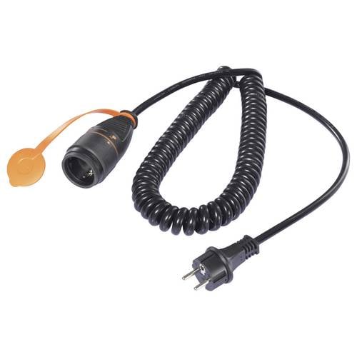 Sygonix SY-6746418 Strom Verlängerungskabel Schwarz, Orange 5 m H07BQ-F 3G 1,5 mm² Spiralkabel, verriegelbar, witterungs...