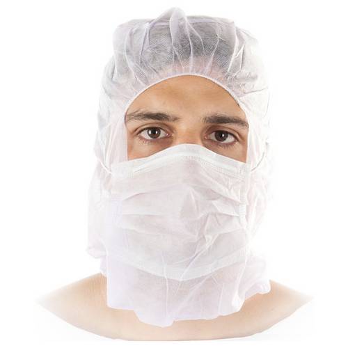 Franz Mensch FM1045 Astro-Haube mit Mundschutz weiß, 100er Weiß