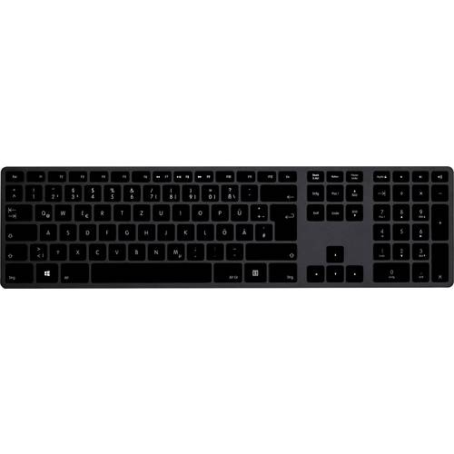 Matias FK418PCDCBB-DE Wireless USB-C® Aluminum Keyboard Kabellos Tastatur Deutsch, QWERTZ Schwarz