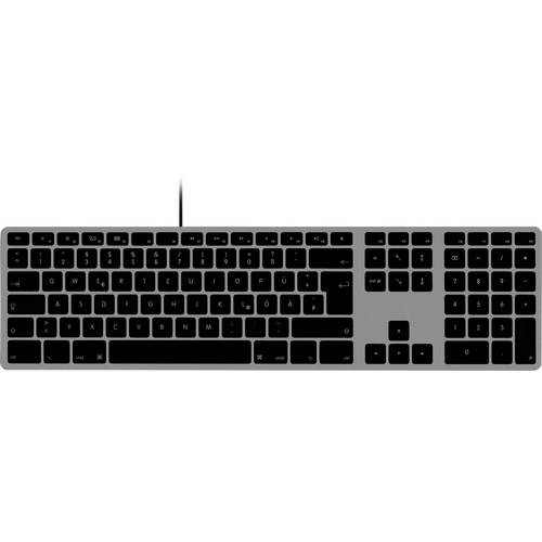 Matias FK318B-DE Wired Aluminium Keyboard for Mac USB Tastatur Deutsch, QWERTZ, Mac Spacegrau