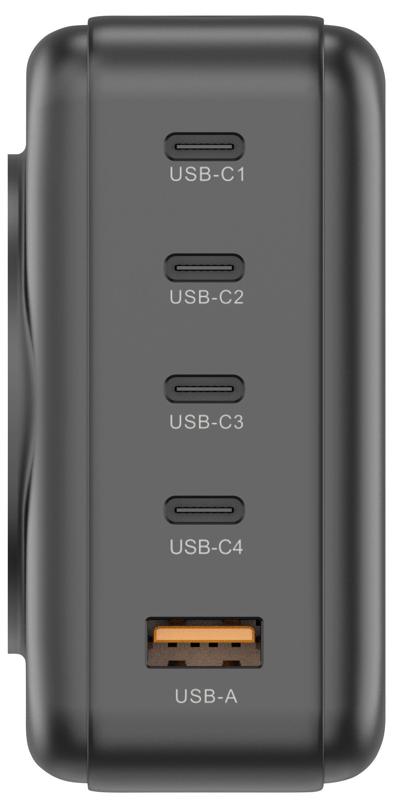 VOLTCRAFT UC-4C1A240W01 USB Ladegerät 240 W 4x USB-C®, 1x USB-A USB PD 3.0 Schwarz GaN, USB Power Delivery (USB-PD), Sch-1