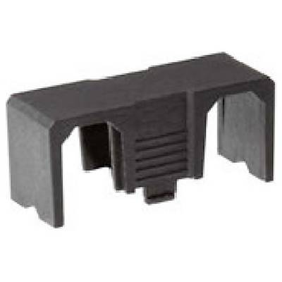 Schwarzer Kunststoffstecker oder Verbinder mit fünf Zinken, wahrscheinlich zum elektrischen Anschluss oder zur Modulbefestigung.