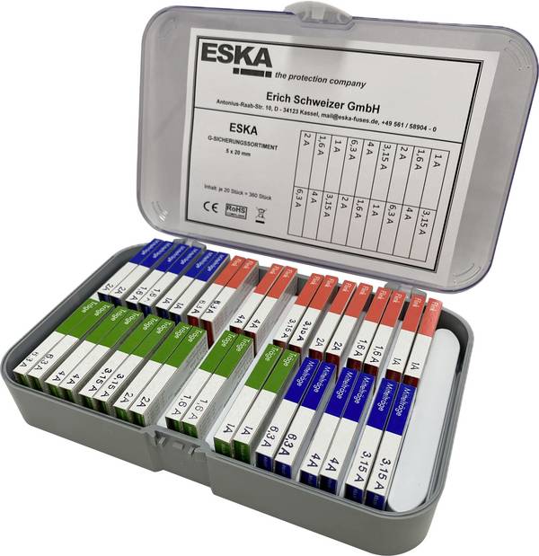 ESKA E3523.800 Sicherungs-Sortiment (Ø x L) 5 mm x 20 mm Inhalt 360 St. Piece