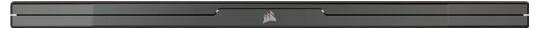 Schwarze Soundbar mit schlichtem Design und zentralem Herstellerlogo.