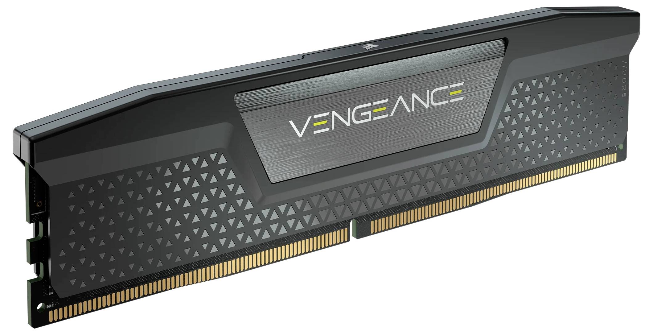 Ein RAM-Modul der Marke 'Vengeance' mit schwarzem Gehäuse und goldenen Kontaktleisten, geeignet für Computeraufrüstungen.