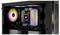 Ein geöffnetes PC-Gehäuse zeigt eine beleuchtete CPU-Kühlung, RGB-RAM und eine Nvidia-Grafikkarte. Beleuchtete Lüfter sind sichtbar.