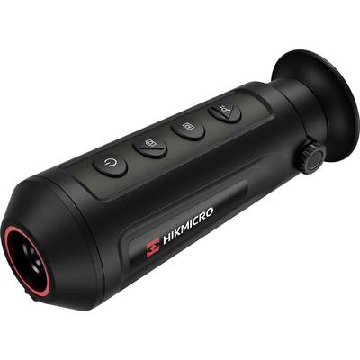 Schwarze Wärmebildkamera mit vier Funktionstasten und Logo der Marke 'Hikmicro' auf der Seite, kompakt und tragbar designt.
