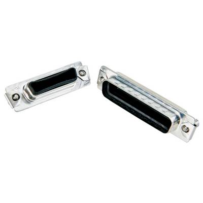 Zwei parallele Schnittstellenstecker auf weißem Hintergrund. Der linke ist die Buchse, der rechte der Stecker.