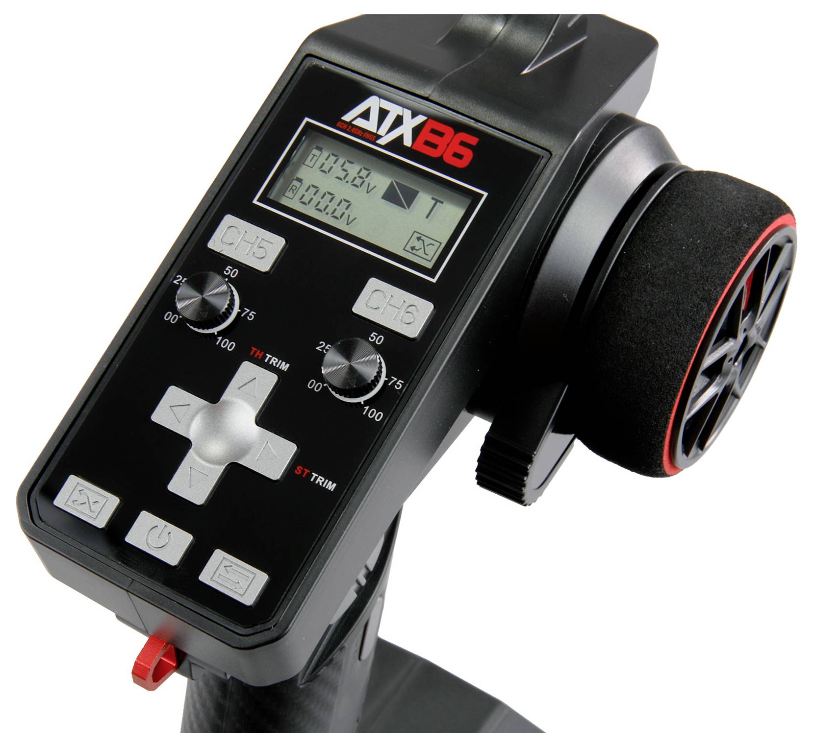 Handsteuerung mit Display zeigt '0,00V' und '00:00'. Große Zahlen und Bedienknöpfe, entwickelt für präzise Steuerung und intuitive Nutzung.