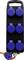 Eine schwarze Steckdosenleiste mit sechs blauen Steckplätzen und einem angeschlossenen orangefarbenen Kabel mit blauem Stecker.