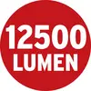'12500 LUMEN' steht in weißer Schrift auf rotem Hintergrund.