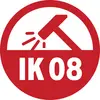 'IK 08'-Symbol auf rotem Hintergrund, das für Widerstandsfähigkeit gegenüber Aufprallenergie steht.