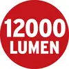 Roter Kreis mit weißem Text '12000 Lumen'.